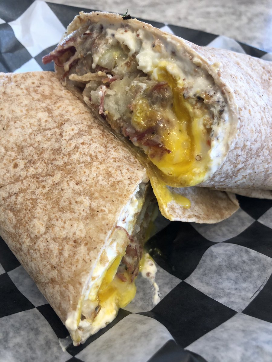 The Ding Durum is back!!!!!!!  3 eggs, cheese, homemade corn beef hash with a mustard sour cream sauce. Drooooooooooooool