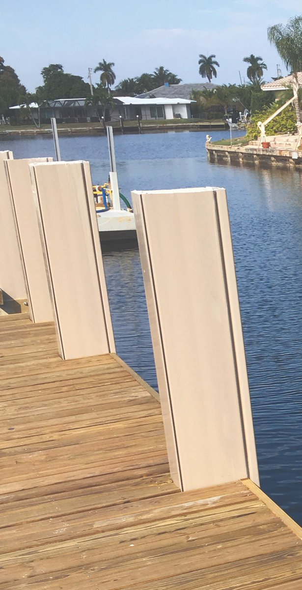 Introducing the ultimate dock pile by Truline — Build better dock piles with the same material used to build long-lasting seawalls.  Vinyl-clad, steel-reinforced concrete dock pile driven with the same methods and equipment as the Truline seawall or bulkhead.