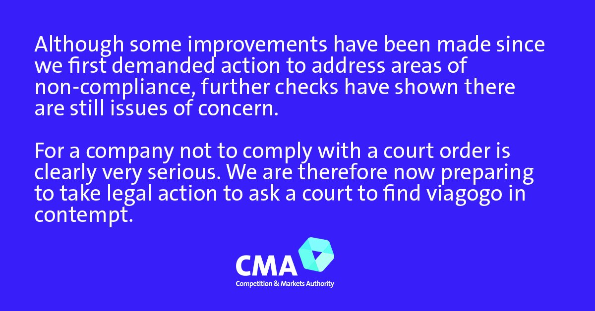 CMAgovUK's tweet image. viagogo update ➡️ The CMA has today warned viagogo it is still not compliant with the court order we secured, requiring improved information be displayed about the tickets listed for resale on its site.