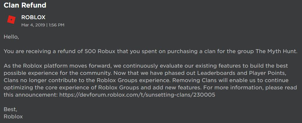 Its Good That Roblox Is Refunding Group Owners Who - best roblox groups to join