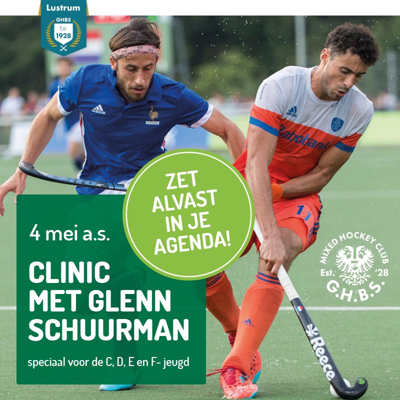 Speciaal voor de C, D, E, en F-jeugd organiseert GHBS in samenwerking met de Rabobank op 4 mei a.s. een clinic met Oranjespeler Glenn Schuurman! Houd de site en de socials in de gaten voor meer informatie🏑 #trots #ghbs #hockey #joinghbs #hockeyclinic #glennschuurman  #groningen