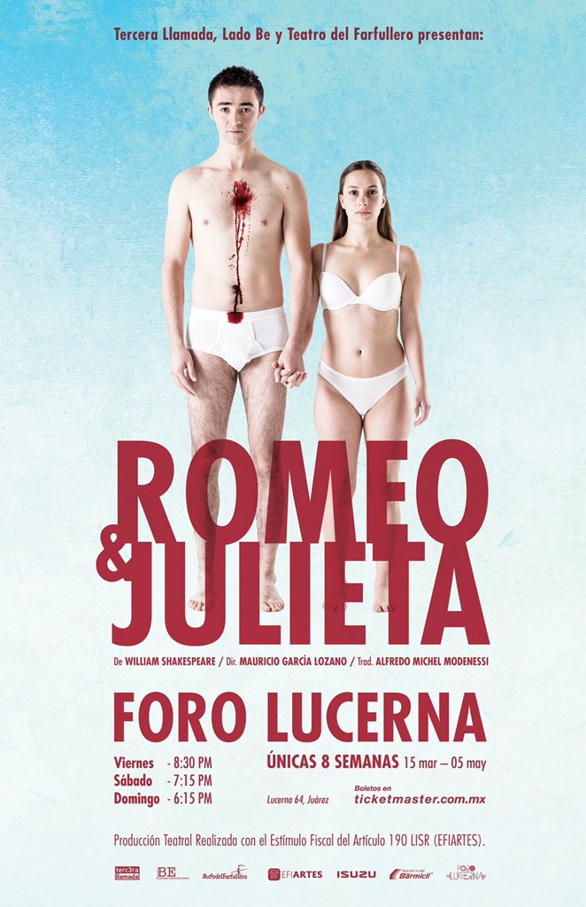 El 15 de marzo, llega #RomeoYJulieta al <a href="/ForoLucerna/">Foro Lucerna</a> 
¡No te la pierdas! 
De viernes a domingo. <a href="/AssiraA/">Assira Abbate</a>
