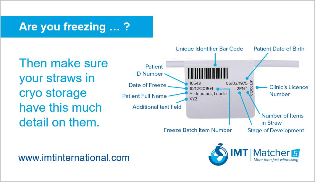 IMT_Matcher's tweet photo. Are you freezing...? Then make sure your straws in cryo storage have this much detail on them. #ivf #electronicwitnessing #imtmatcher #matcher5 #ivfsoftware https://t.co/ZKB2SMzA5t