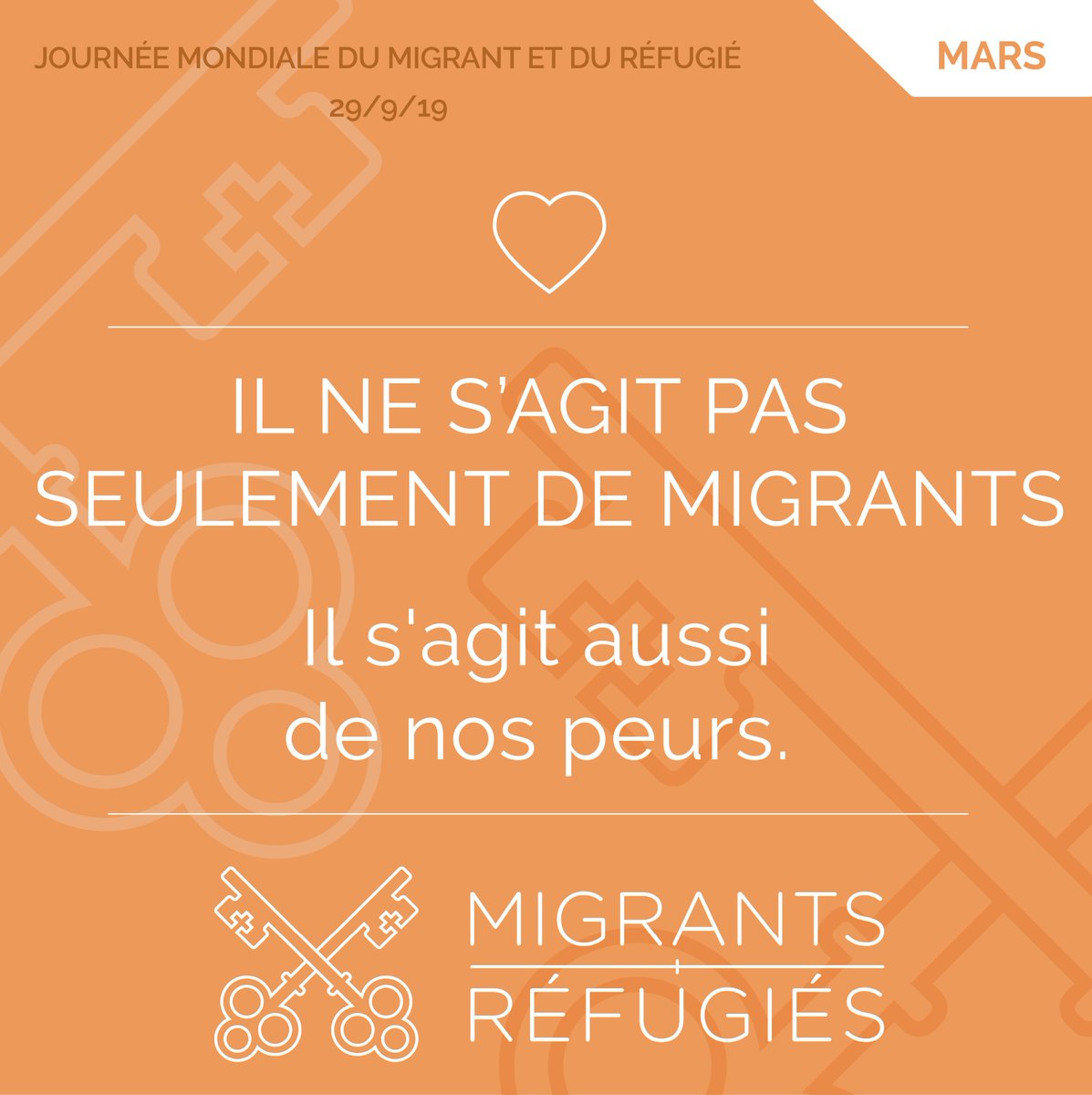 vaticanIHD_FR's tweet photo. #NotJustAboutMigrants: Il s'agit aussi de nos peurs. Chemine avec nous vers la prochaine Journée Mondiale du Migrant et du Réfugié! #WDMR2019 https://t.co/hEa3fv9nQn