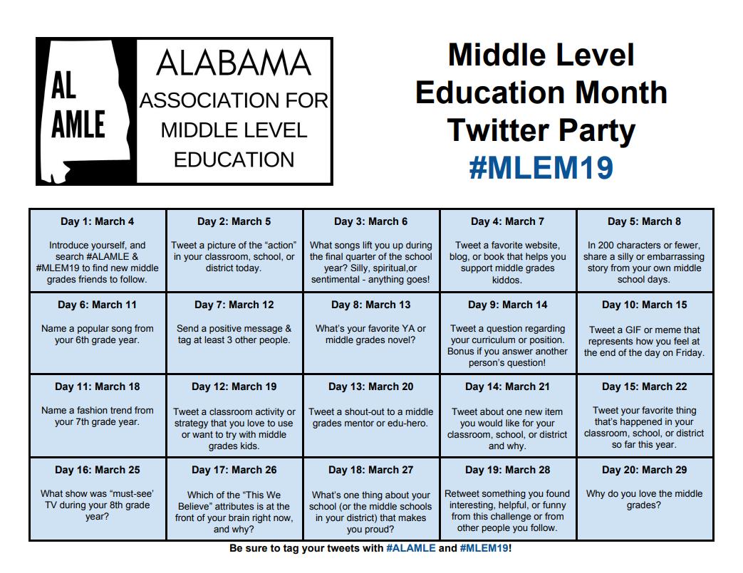 alabama_amle's tweet image. BTW, #middlelevel doesn't just mean #middleschool - it means anyone who's supporting kiddos ages 10-15. We're looking at you, upper elementary and 9th grade teachers. Join the fun! #ALAMLE #MLEM19