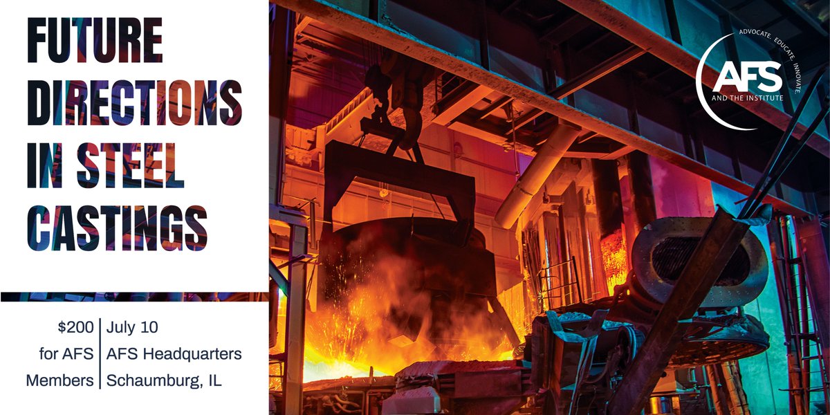 AmerFoundrySoc's tweet photo. What are the future directions in steel? AFS has assembled an all-star cast of steel foundry executives and academic leaders to bring you new innovations, ground-breaking research now underway, and an economic forecast for steel castings.

https://t.co/OwenDpl2TZ https://t.co/tkrS8pXqlJ