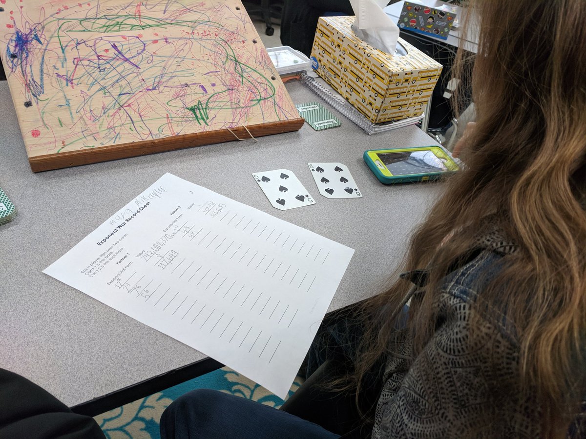 FalconsMD's tweet photo. Last week we learned all about exponents and how to calculate them! We even had a fun card game to go along with it! Can you find 5 to the 6th power? These kids can! This week we will begin square roots! https://t.co/ycAmnODe5Y