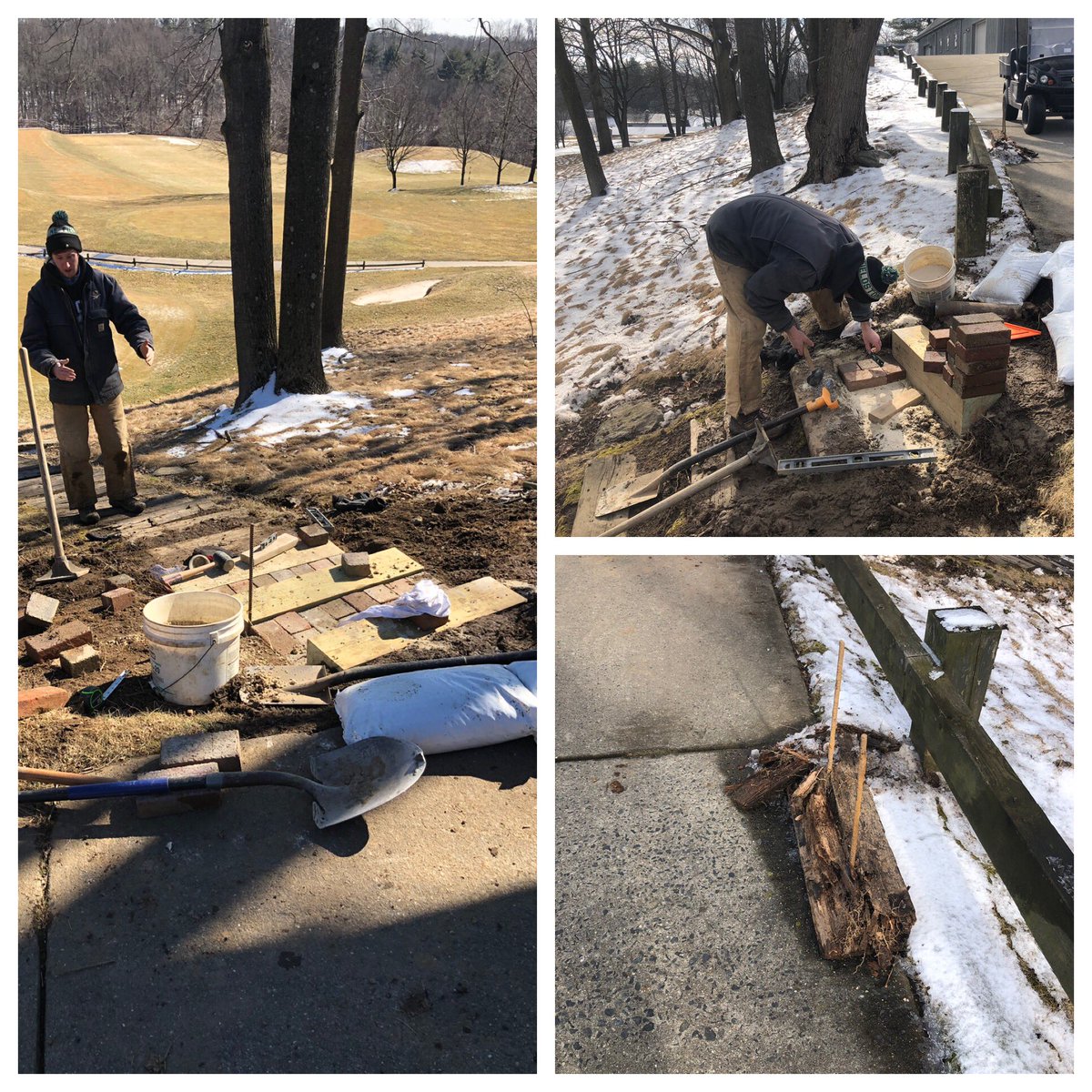 Twitterless Assistant Superintendent Bill Leedom braving the cold snap for some much needed upgrades to the steps to the first tee! <a href="/FieldstoneGolf/">Fieldstone Golf Club</a>