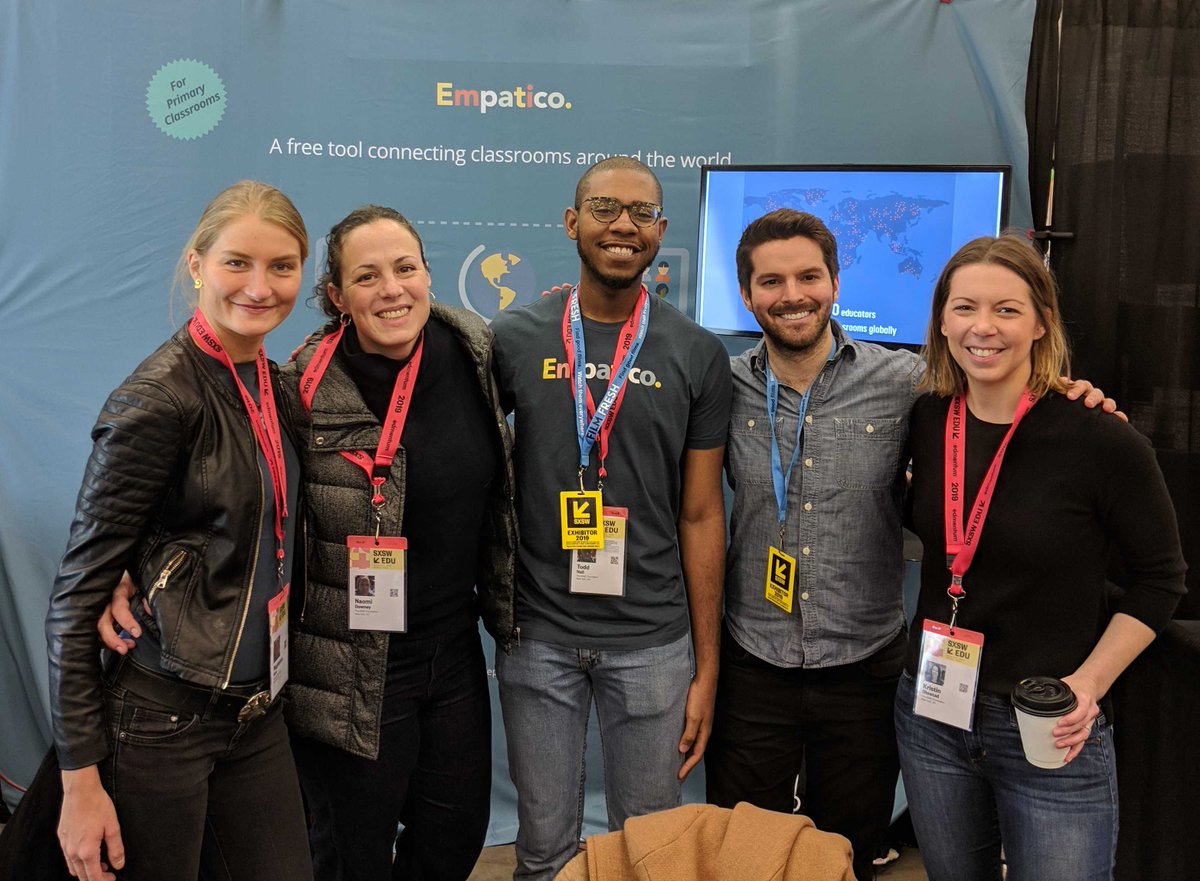 Hello from the Empatico team at <a href="/SXSWEDU/">SXSW EDU</a>, featuring <a href="/KristinOhnstad/">Kristin Ohnstad</a>, <a href="/MagdaKura/">Magdalena Kura</a>, and @NGarciaHassell! Come find us at booth 520! #SXSWEdu