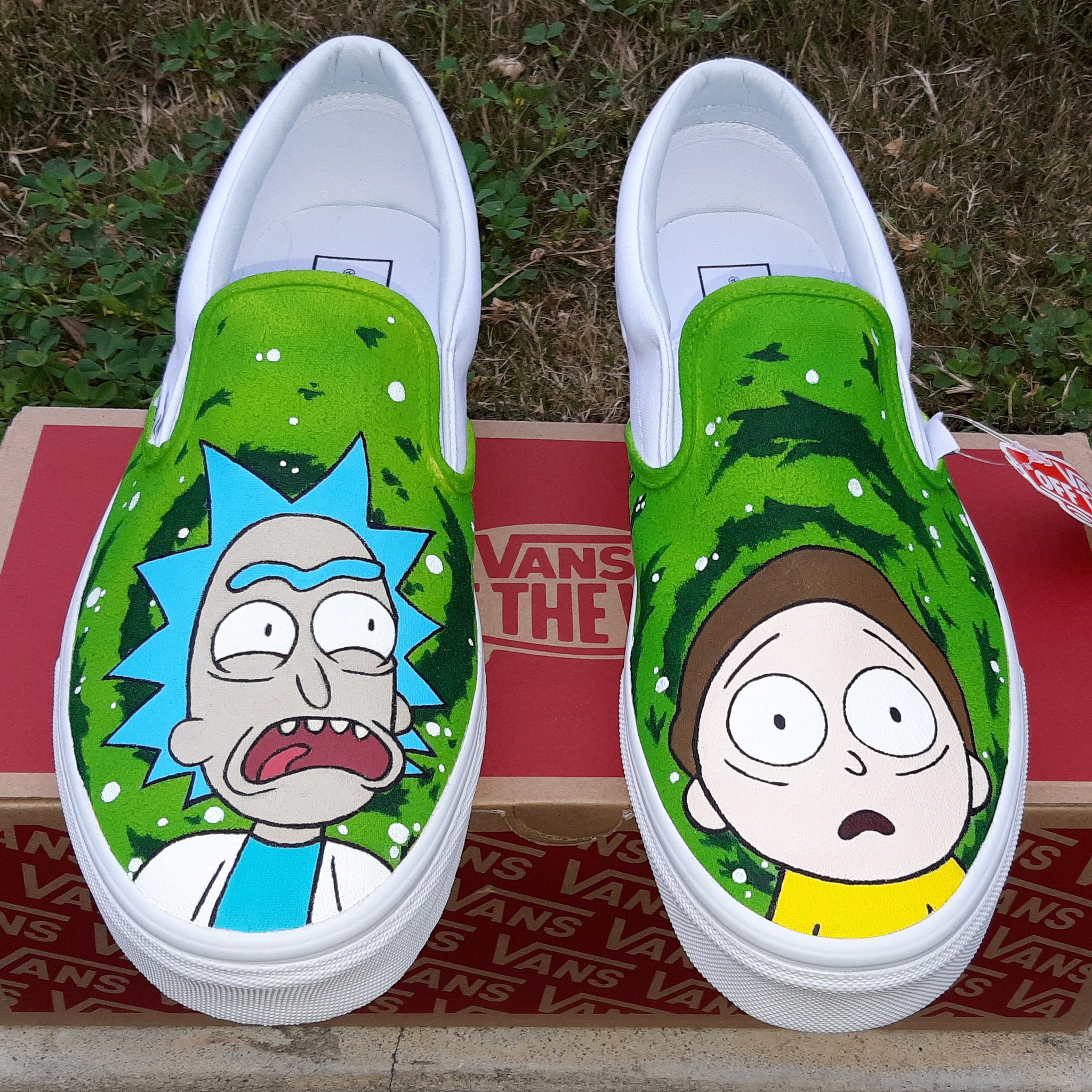 rick and morty slip on vans