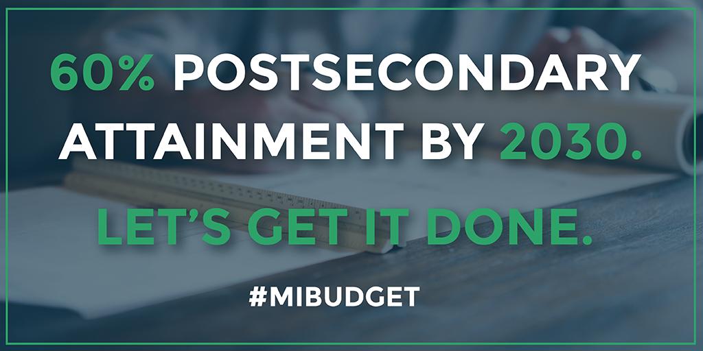 Gov. Whitmer’s budget proposes funding for the MI Opportunity initiative to take effect in fiscal year 2021, to provide tuition-free education at community colleges across the state and significant financial support to students at 4-year public universities. #MIBudget #Top10in10