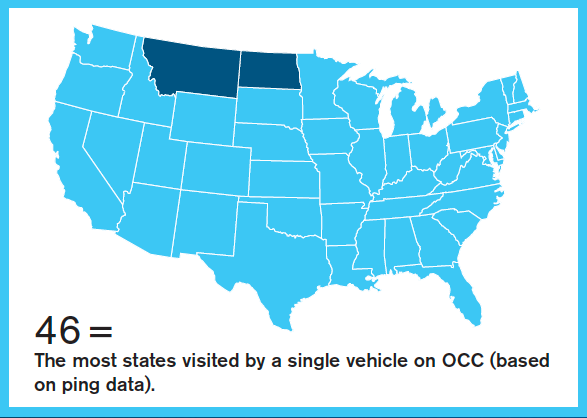 OnCommandConnec's tweet image. Can you imagine driving to almost EVERY state in 1 day? One #OnCommandConnection vehicle did! #Diagnostics  #Truckerlife #Trucker