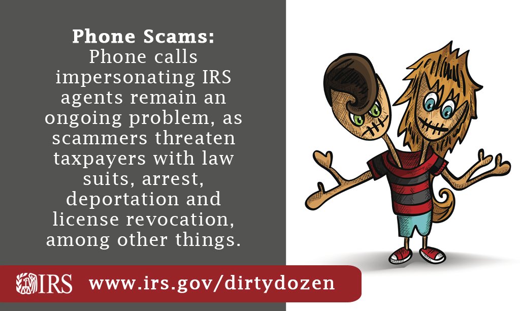 Be alert to scams that use the #IRS or other legitimate companies &amp; agencies as a lure. Check the #IRSDirtyDozen list of scams to stay informed: irs.gov/dirtydozen