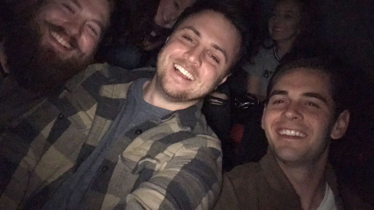 YaBoyChavy's tweet photo. Two years ago when @TannerDallas keep spilling his drinks on that poor lady. Also happy birthday @jskips05 ! https://t.co/BzVyBXP25N