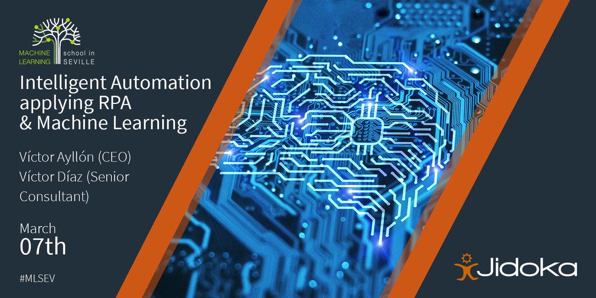 ML and #RPA can perfectly combine when it comes to achieving automated processes. Our CEO Victor Ayllón and Senior Consultant Victor Díaz will join the #MachineLearning School in Seville to show real use cases how Jidoka empowers software robots with <a href="/BigML/">Matthias AKA (Lumber-Jack)</a>'s capabilities. #MLSEV
