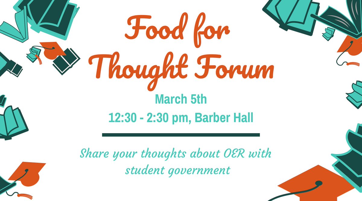 LibraryTvcc's tweet photo. Today, students can share their thoughts about OER at the ASG led Food for Thought Forum during lunch #OEWeekOregon #OEWeek #IAmTVCC https://t.co/rrOZtMqNXv