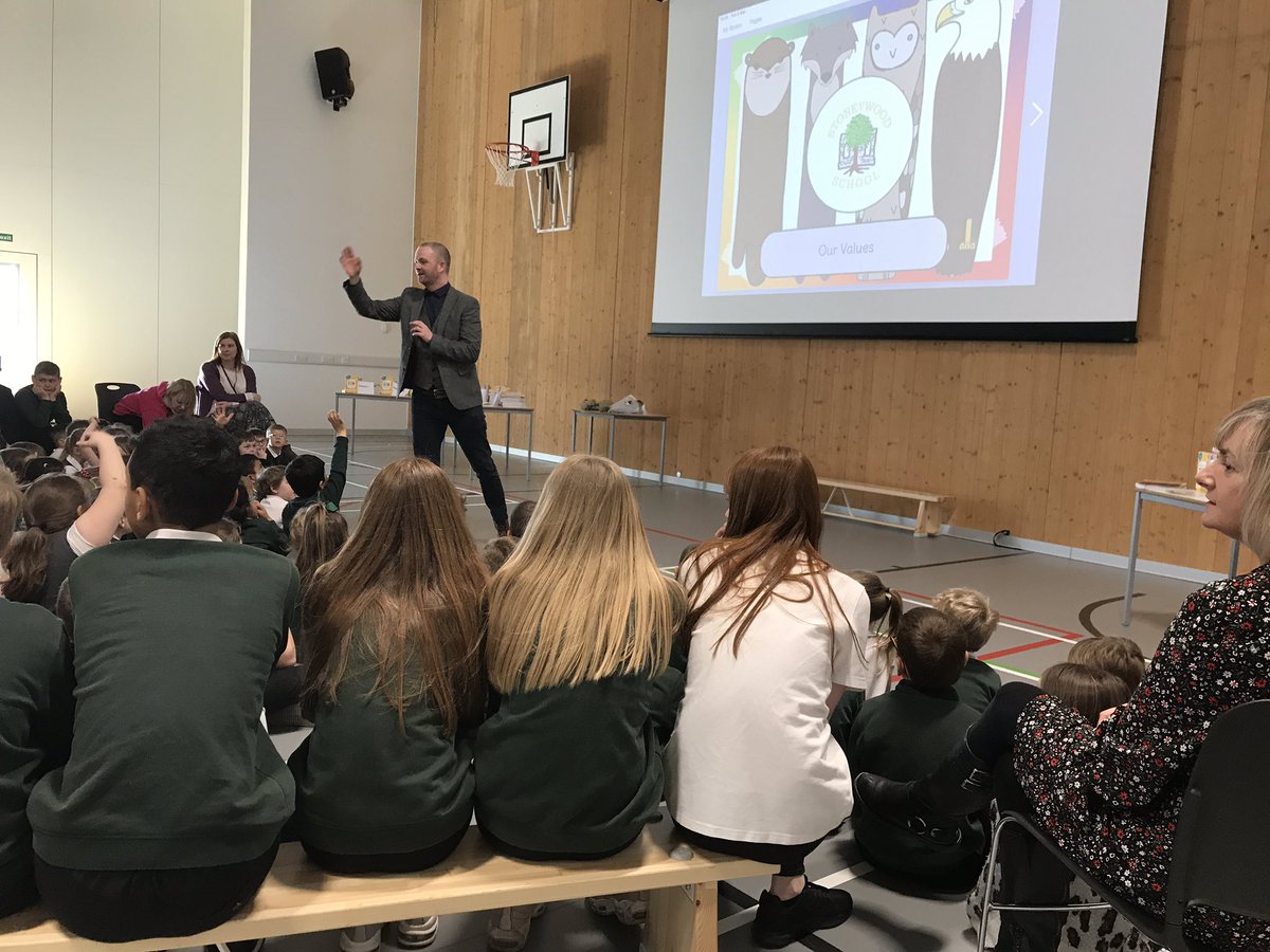 Stoneywood_1's tweet photo. Today we welcomed @gavinoattes to help us launch our ‘love to read’ scheme and open our library.  We look forward to reading more of #diaryofabrilliantkid and sharing our thinking with you 🤪 #inspire #lovetoread #letmechoosemyownbook https://t.co/GbGShczqVw