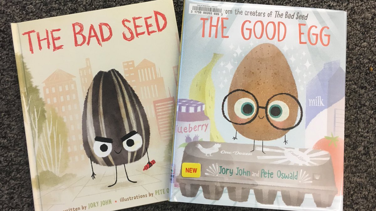 sarah1stgrade's tweet photo. So excited to share the sequel to The Bad Seed, a first grade favorite, with my class!  The Good Egg did not disappoint!  Thanks for both of these great reads @IamJoryJohn and @PeterMcTweeter !#classroombookaday #barrowsshiningstars #kidlit https://t.co/xQSxhHh7pp