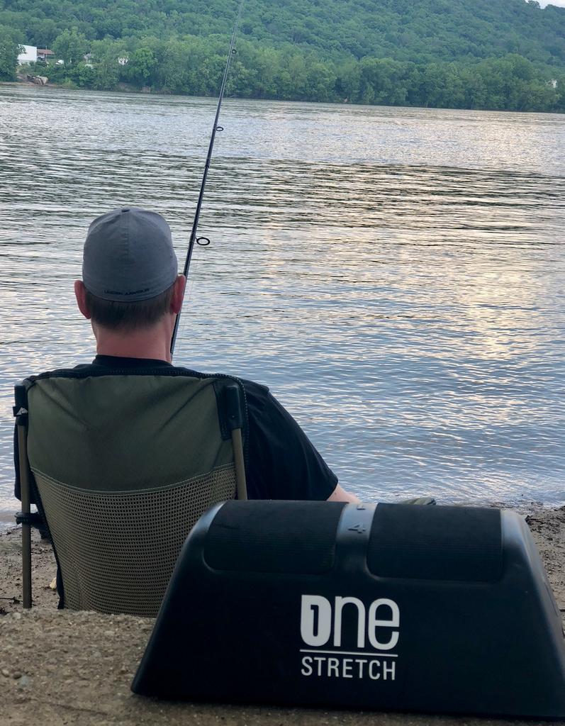 Two things Dad loves: fishing...and his One Stretch! 😆#beststretch