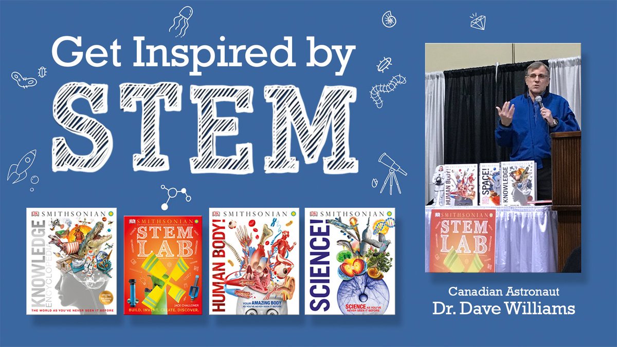 DKCanada's tweet photo. Looking to get kids inspired by #science? Former Canadian astronaut @AstroDaveMD did an #olasc19 presentation "Inspiring Lifelong Curiosity" highlighting why reading & hands-on projects are an ideal combination. Here's his top DK #STEM picks https://t.co/ljhwqkituH #STEAM https://t.co/t7o19qILTM
