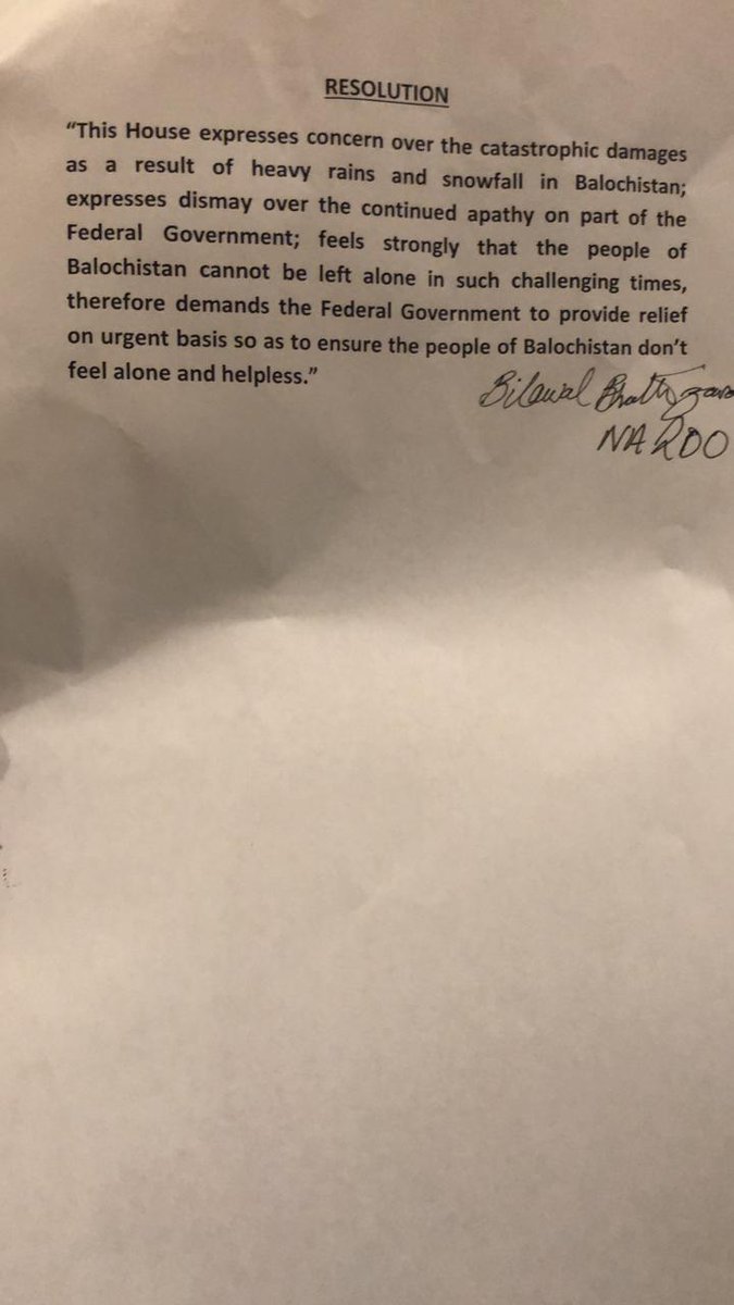 MediaCellPPP's tweet photo. Chairman #PPP @BBhuttoZardari submits resolution asking Federal Government to provide relief to #Balochistan https://t.co/GCNIBkoAZi https://t.co/etsLUNl6Qs