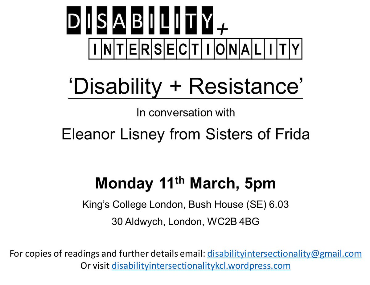 censored_life's tweet photo. Please join us NEXT MONDAY 11th Mar for our 'Disability + Resistance' reading group session with Eleanor Lsney @sisofrida to discuss intersectionality and activism. So excited! https://t.co/BfeMEVI7BW
@_savannahwhaley @Med_Humanities #disabilityintersectionality https://t.co/dYWLsXJjg6