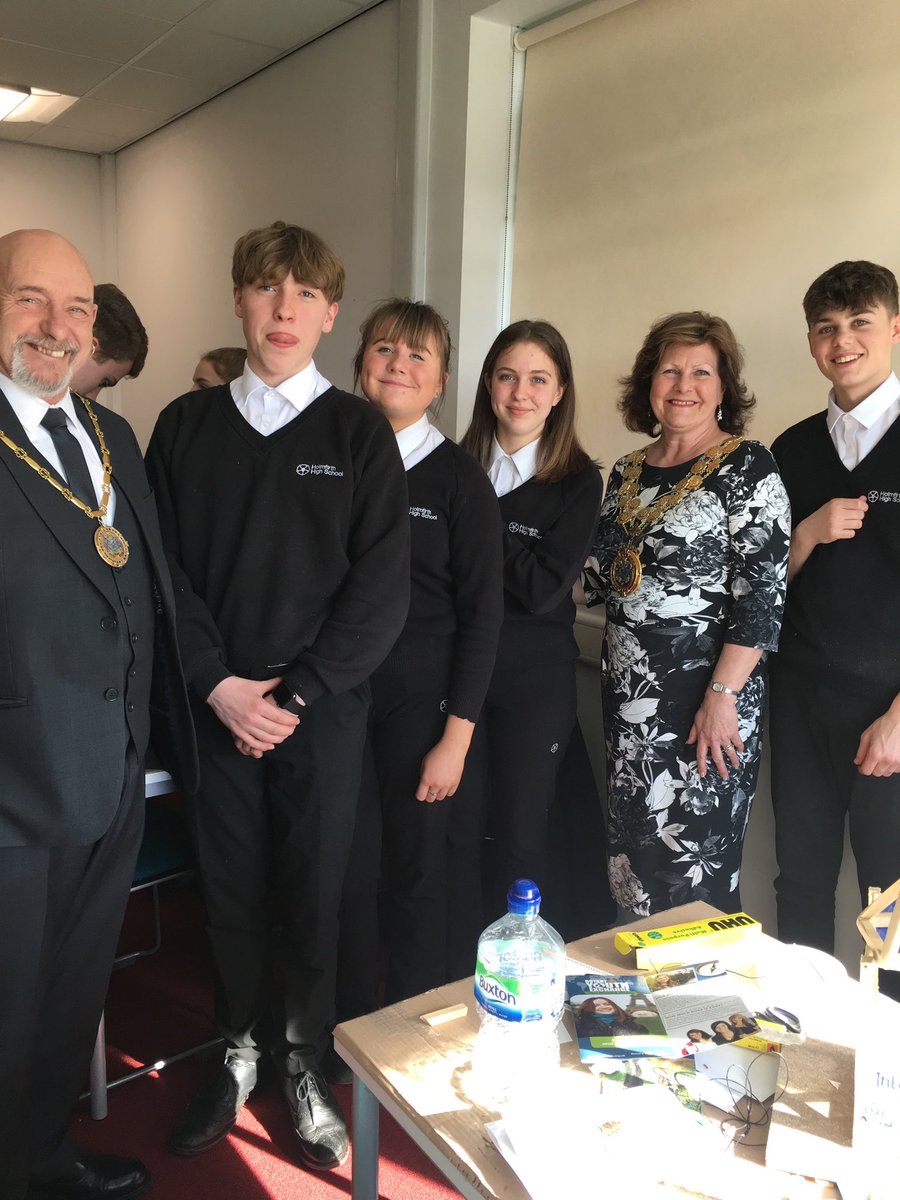 KirkleesMayor's tweet photo. Tuesday March 5th 2019 great meeting young people taking part @RotaryGBI #TechnologyTournament Holmfirth @kirkleescollege #ProcessAndEngineeringCentre Congratulations to the winners!Especially the lovely twosome #KingJames with their great Stonehenge design! https://t.co/xMVn94XOPg