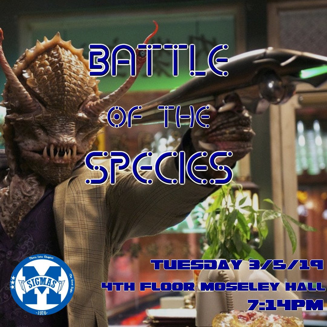 NPHC_MSSTATE's tweet photo. Join the #MenInBlu tonight for Battle of the Species an exciting night of trivia🧠, board games🧩, & card games🎲🕴🏽Are you gonna win the Battle? Cash Prize of $20 will be awarded to a special winner👽 TONIGHT @ 7:14 on the 4th floor of Moseley Hall! https://t.co/ewTttKpBjQ