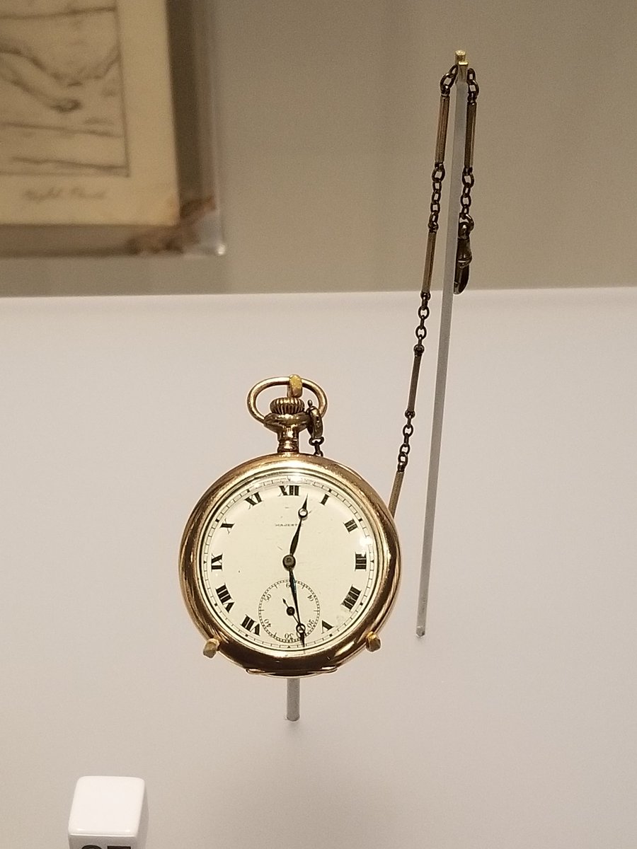RoyalAlberta's tweet photo. @SpadinaMuseum @CanMusHistory @RMGreenwich @GibsonMuseumTO @IndianaHistory @GOREPLACE @1890House @fortyork @CampbellHouseTO Tiny handheld clocks are pretty, too! This one is from our Remembering the First World War exhibition. A welcome home gift for a soldier returning from war. #rockoutwithyourclockout https://t.co/FhX9Nxbdii