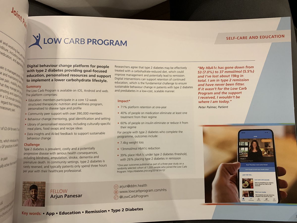 arjunpanesar's tweet photo. Absolutely thrilled to share news that the @DDMHealth @LowCarbProgram has been accepted into the NHS Innovation Accelerator (NIA) Fellowship. @NHSAccelerator Tremendously excited to scale hope, empowerment and type 2 diabetes remission as part of the #LongTermPlan! #NIALaunch https://t.co/MU60QYCSxe