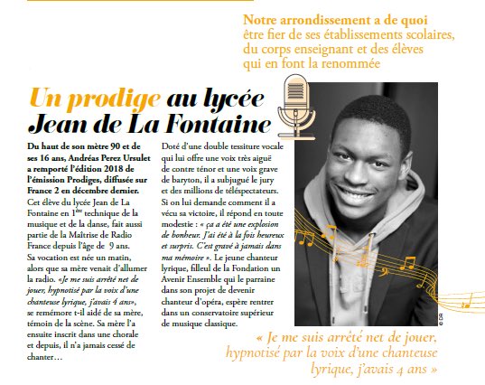 mairiedu16's tweet image. Retrouvez dans le journal #16Mairie un #article sur un #exceptionnel #talent issu du #LyceeJeanDeLaFontaine qui a remporté l’édition 2018 de l’#émission #Prodiges @danielegiazzi #artiste #lyrique #art #paris16 #paris 
👉Plus d’infos sur notre site internet bit.ly/2EFvyps