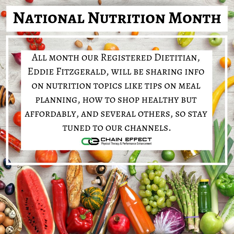 ChainEffectPT's tweet photo. March is National Nutrition Month and our Registered Dietitian, Eddie Fitzgerald, will be sharing his thoughts on several topics throughout the month. Check out our FB and Insta pages for all the info. Or email Eddie directly at Eddie.ChainEffect@gmail.com #nutrition #wellness https://t.co/L8FsVTMAYM