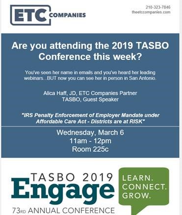 AmandaSherrill_'s tweet photo. Guess what?!? The one &amp; only Alicia Haff is speaking at #TASBO19 on Wed from 11-12pm @etccompanies  I wish I was an attendee so I could go!! I have no doubt this will be good stuff yall. She is doing amazing stuff to help out my clients. @FBSbenefits https://t.co/OWtzDEEjFf