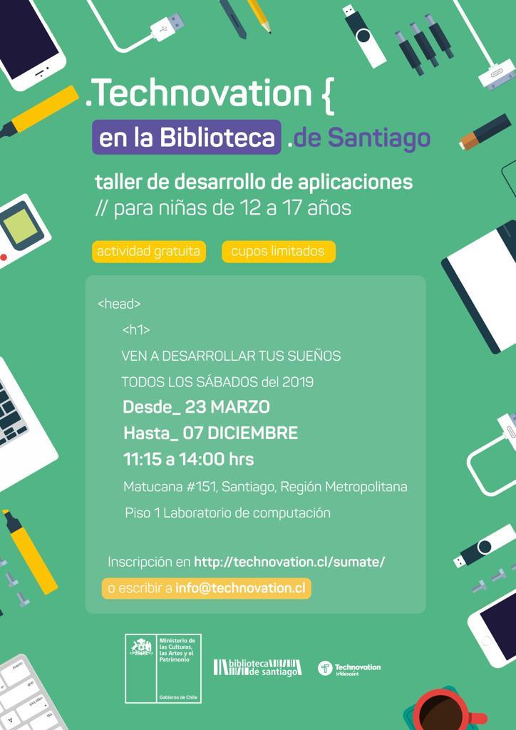HoraDelCodigoCL's tweet image. [DATO 🆕] ¡No te pierdas los talleres de programación gratuitos que @technovationcl tienes para ti 👏👏! Ven a desarrollar aplicación en la Biblioteca de Santiago a partir del 23 de marzo hasta el 7 de diciembre 😎.

Inscripciones:
👉 technovation.cl/sumate

#programaelfuturo 🚀