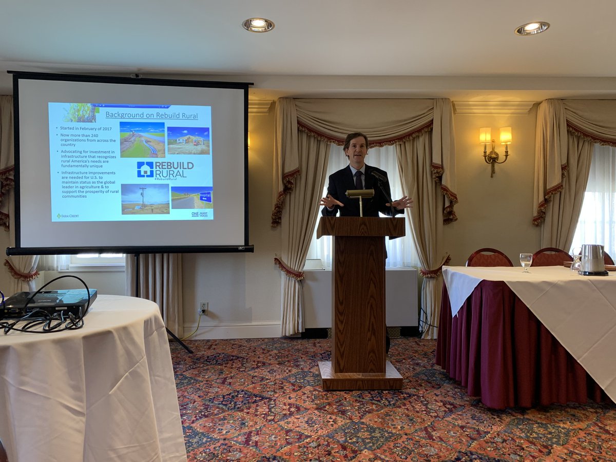 farmcredit's tweet photo. We're excited to be a part of @Equip_Dealers' #FlyIn2019! #FarmCredit's SVP of Govt. Affairs, Robbie Boone, shares a #rural infrastructure update as part of #RebuildRural efforts. #EDAtWork https://t.co/iNFkgDIwhT