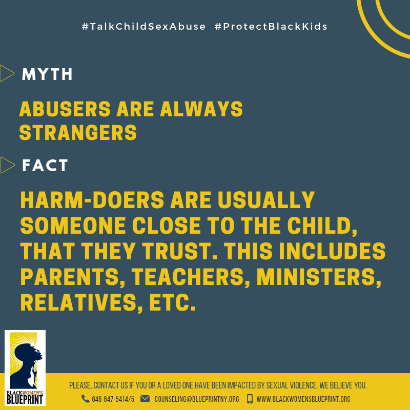 BlackWomensBP's tweet photo. It's time to talk about child sex abuse. Over the next few days, we will be dispelling myths surrounding the abuse. Knowledge is power. #TalkCSA #ProtectBlackKids https://t.co/wcMleHyLQo