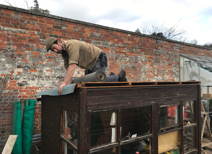 StonorPark's tweet photo. Winter is the time for doing repairs and upgrades. Recently we have been fixing the leaky shed roof while the weather is dry #stonor #garden #repairs #timetofix #sunisout #keepingdry #roofrepairs #manonaroof https://t.co/0OdPeTqj3f