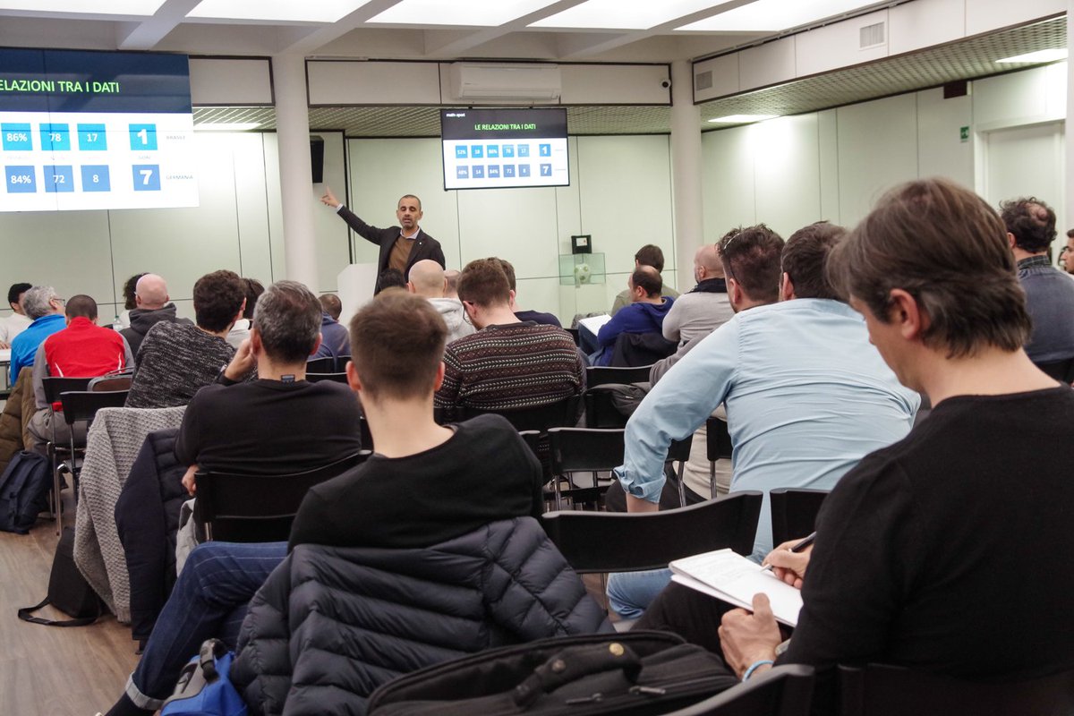 FIGC's tweet photo. A #Coverciano proseguono le lezioni del corso per #MatchAnalyst.
Lezioni innovative per arricchire gli allievi: oggi in cattedra #Mathandsport, per parlare di algoritmi e soluzioni tattiche, e @lUltimoUomo, per discutere degli Expected Goals. ✍🏻📉⚽
https://t.co/mb7JDigsD9 https://t.co/5qF1rXCbuU