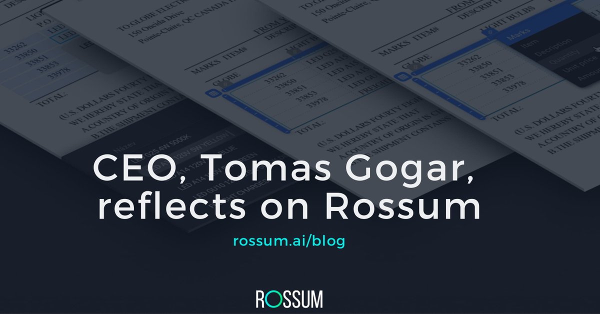 CEO, @tomasgogar, reflects on Rossum's journey over the past two years and how far we have come to automate manual data entry. 
#RossumAI #datacapture  bit.ly/2Uq7MV6