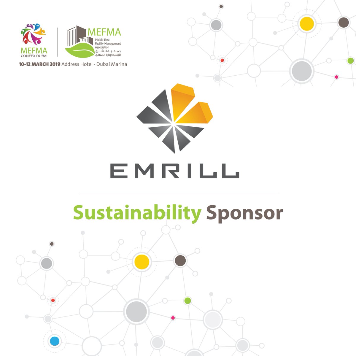 MEFMA's tweet photo. We thank our Sustainability Sponsor, @EmrillServices for actively supporting #MEFMACONFEX2019 #Dubai #March #MEFMA #MEFMAEvents https://t.co/JCpLv1qmgt