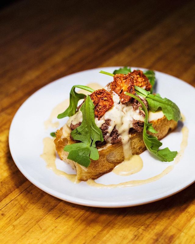 Beef cheek braised down in red wine and beef stock on a slice of house made focaccia with foie gras cream, oven dried tomatoes, and peppery watercress (arugula pictured). This has been a staple at Reeds since we opened. If you’ve never had a chance to try it, what’s a better…