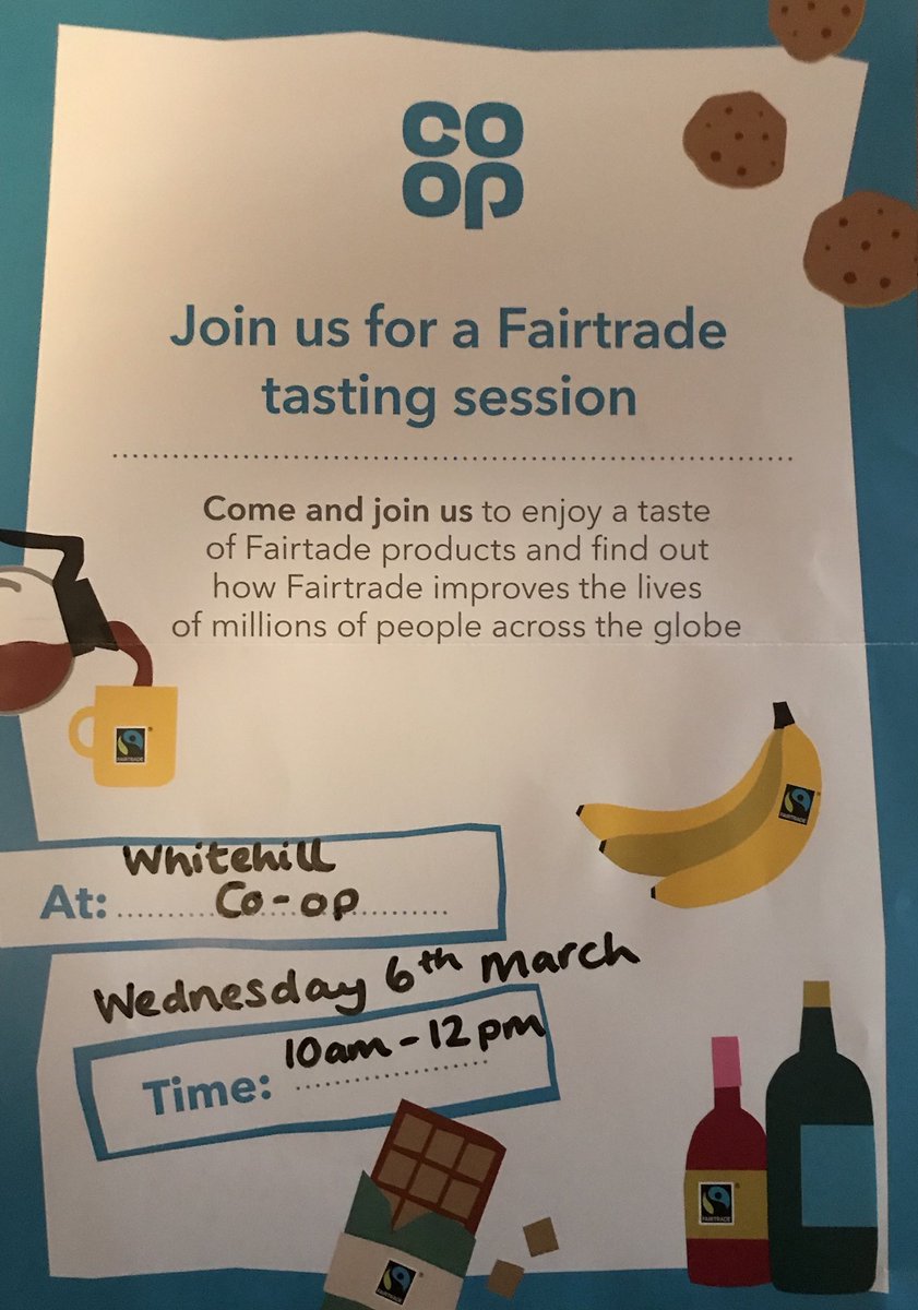 Join us tomorrow (Wednesday) between 10am and 12pm <a href="/CoopWhitehill/">Coop Whitehill</a> to try some of our amazing #FairtradeFortnight food! #TheCoopWay