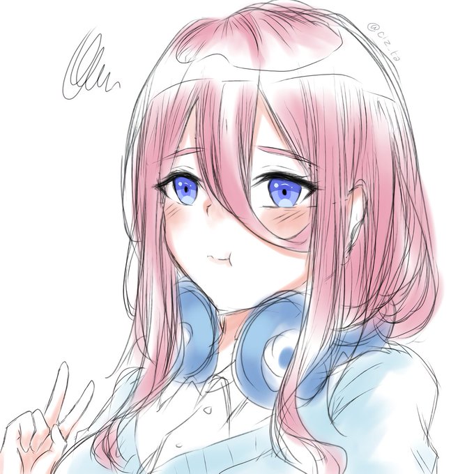 ちー🌟さんがTwitterに投稿した中野三玖(五等分の花嫁)のイラスト。