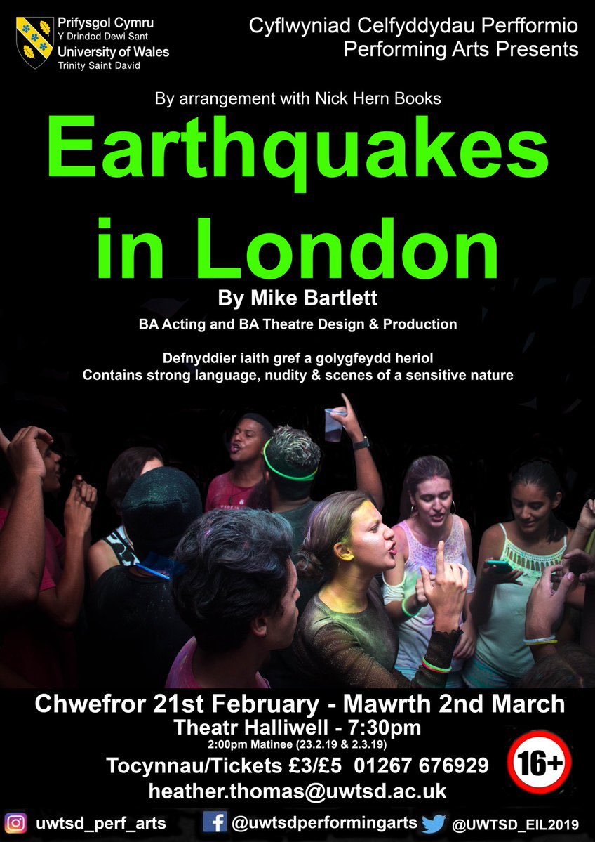 Coming soon a review of Earthquakes in London <a href="/UWTSD/">University of Wales Trinity Saint David</a> by @Hannahlad1995 “I was `shook` by the talent UWTSD students presented in their main house production of ‘Earthquakes in London’ by Mike Bartlett! Excellently directed by Iona Hefin, assisted by Kiera Sikora.” <a href="/UWTSD_EIL2019/">UWTSD_Earthquakes2019</a>