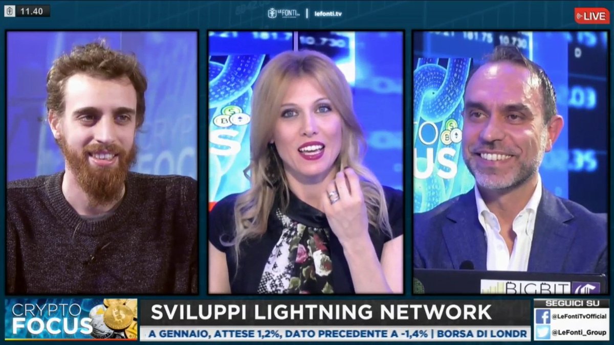 Our COO <a href="/FedericoTenga/">Federico Tenga</a> talking on the Italian financial TV <a href="/LeFonti_Group/">Le Fonti Group</a> about Lightning Network, Bitcoin adoption and security tokens (in Italian only)

Video: youtube.com/watch?v=rEY4H2…