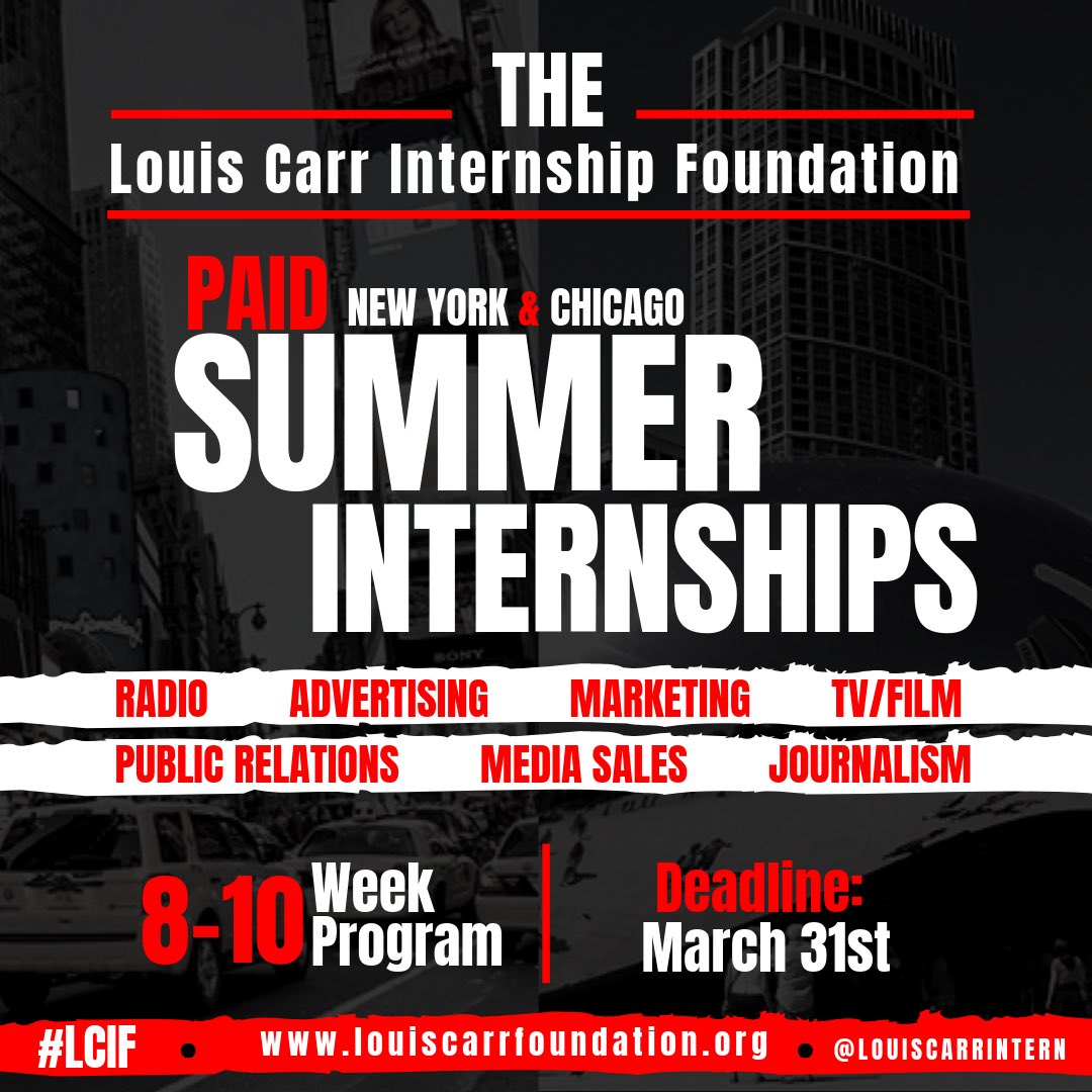 LouisCarrIntern's tweet photo. @NJITBSU Hi there! We have an amazing opportunity for your members! PAID summer internships for minority students interested in the media and communications field🙌🏾!! Help us spread the word🙏🏾!✨ #LCIF https://t.co/WGTc9KR8WD