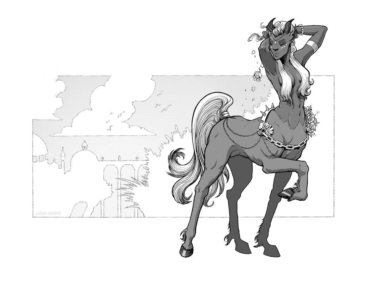 ClaraMeath's tweet photo. Just finished gray-toning this fanciful lady. #centaur #makecomics https://t.co/vaRDeF338Y