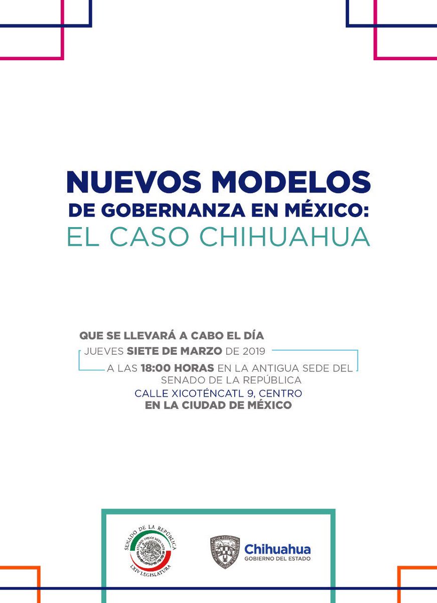 ferbelaunzaran's tweet photo. El jueves será importante escuchar al gobernador @Javier_Corral.

Nuevos modelos de gobernanza en México: El caso Chihuahua

La cita es en la casona de Xicoténcatl, antigua sede del Senado, Centro Histórico, a las 18 hrs. https://t.co/Ut0pa2I00h