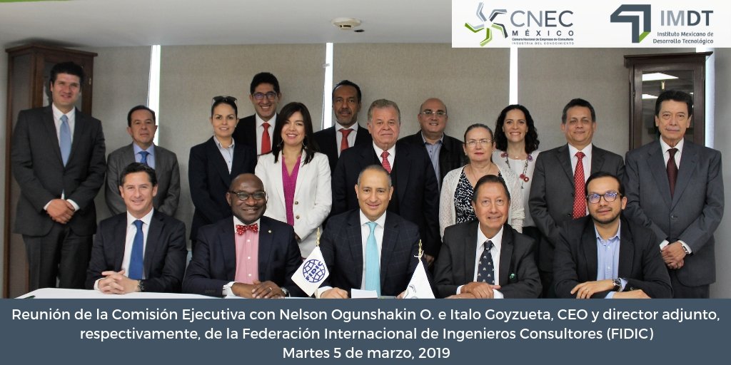 CNEC_Mexico's tweet photo. #EstaMañana Rumbo a la conferencia internacional #FIDICMéxico2019, a  celebrarse del 8 al 10 de septiembre, integrantes de la Comisión Ejecutiva se reunieron con Nelson Ogunshakin (@DrNelsonO) e @Italo_Goyzueta de la Federación Internacional de Ingenieros Consultores (@FIDIC) https://t.co/qU6W8gc7If