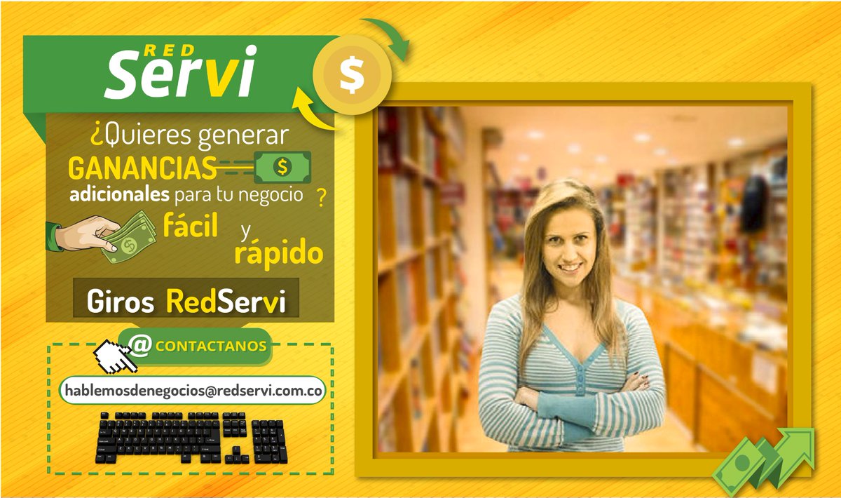 REDSERVIsocial's tweet photo. Quieres obtener ganancias para tu negocio de manera fácil y rápido. 
#RedServi es la solución, envíanos un mensaje a nuestro correo electrónicohablemosdenegocios@redservi.com.co y cuéntanos como podemos formar parte de tu negocio. https://t.co/Crq3PfX6Ly